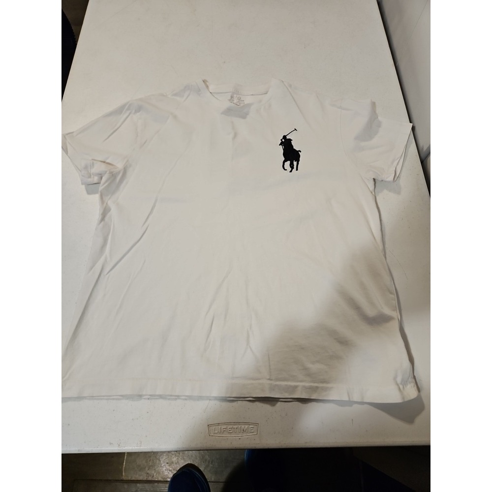 Polo Ralph Lauren T Shirt Classic Fit Mens Medium Big‎ Pony White Logo Tee (1358